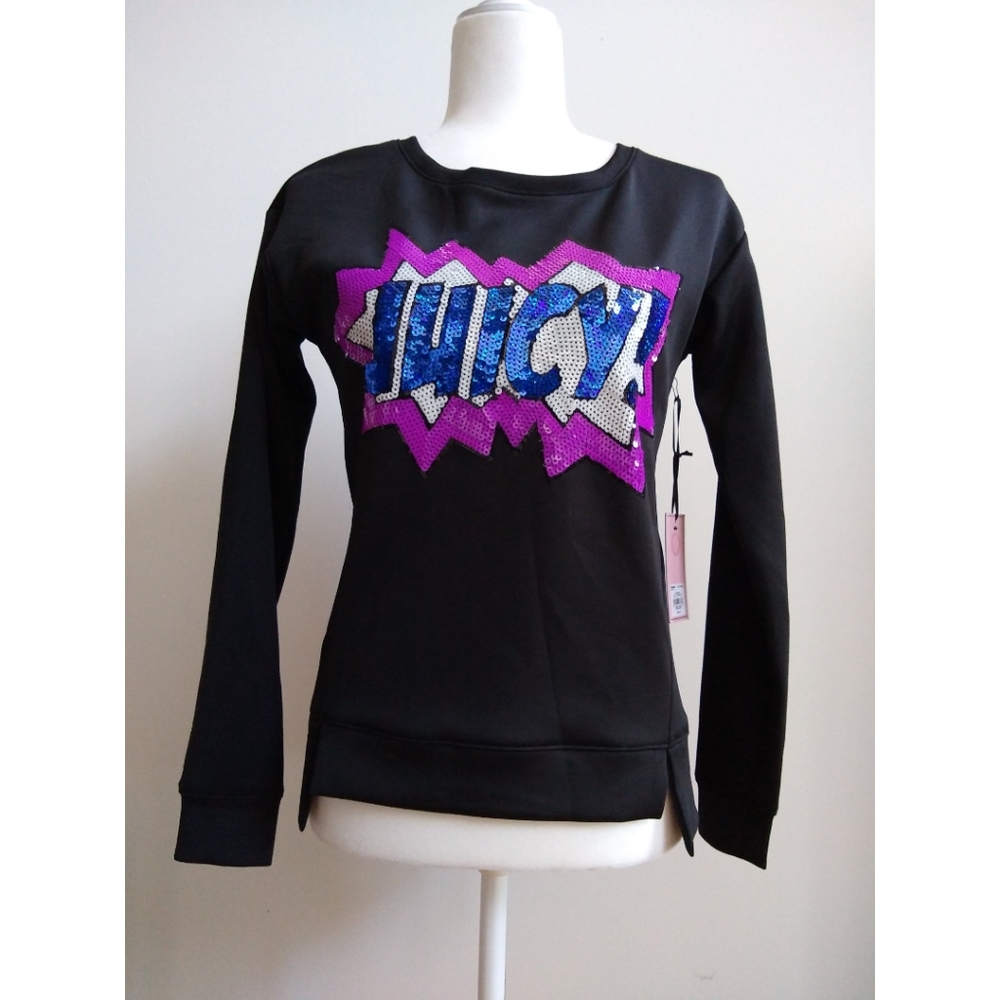 Black Juicy Couture sequinned "JUICY!" Pullover